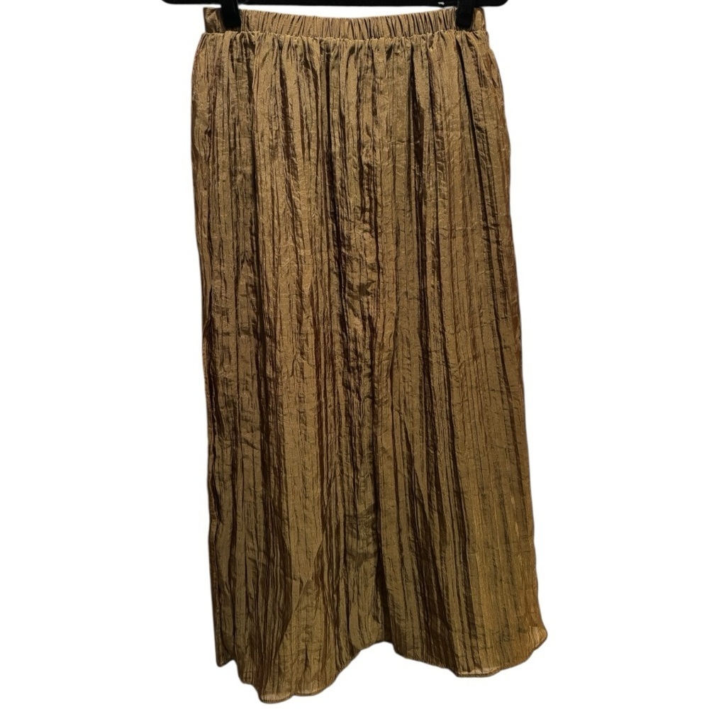 ✨ ZARA Bronze Pleated Midi Skirt | Size S | NWOT - Picture 2 of 4